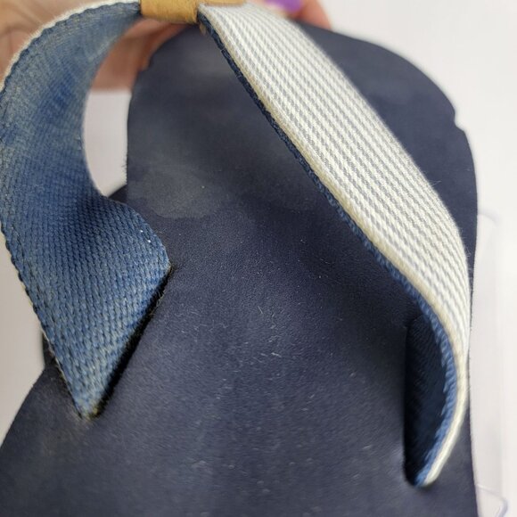 L.L Bean Womens 10 Navy Blue Thong‎ Slip On Sandal Summer Beach Nautical Casual - Picture 6 of 9